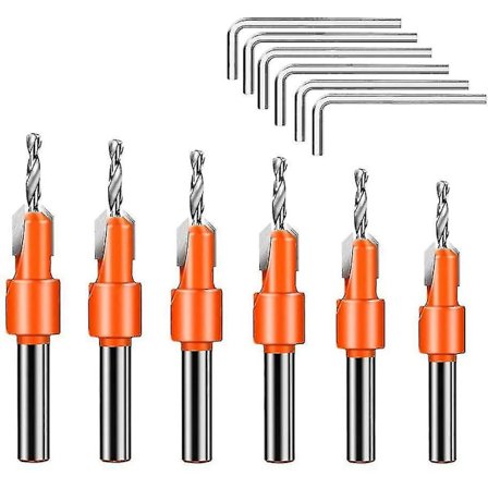 6-pack Träskruv-Frässats med Hex-Nyckel