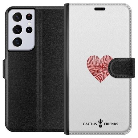 Kompatibelt Lommeboketui til Samsung Samsung Galaxy S21 Ultra 5G Cactus and Friends - Fingerprint Love