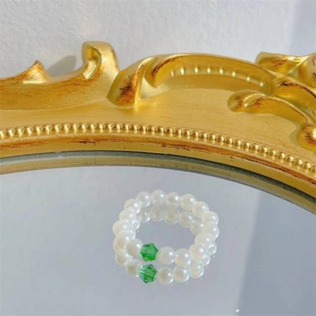 Färgglada Transparent Crystal Resin Akryl pärlor Ringar Kpop Cute Pearl Beads Elastisk rep Ring för kvinnor Tjej Estetiska smycken