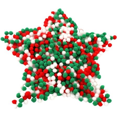 Jule Pomponer 600 stk. Fluffy Pomponer Mini Rød Grøn Hvid Håndværks Charms Pomponer Hængende Ornamenter Pompon Dekoration