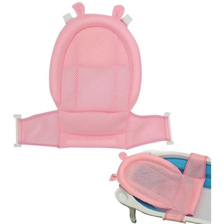 Baby badeindsats sæde, nyfødt brusebad mesh nyfødt brusebad mesh til baby 0-3 år (Pink)