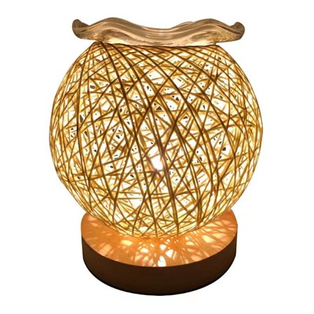 (Gul beige)Hemp rotting ball bordlampe kreativ romantisk soverom