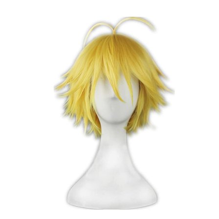 Cosplay Paryk Syntetisk Kort Gul og Gyldent Hår med Stylet Ahoge Cool Mandlig Anime Performance Parykker