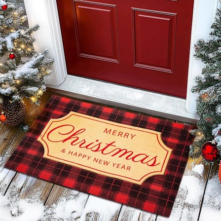 Julematte 50x80 cm - Dyp rød utendørs og innendørs God Jul-matte, festlig dørmatte til høytiden, sklisikker W