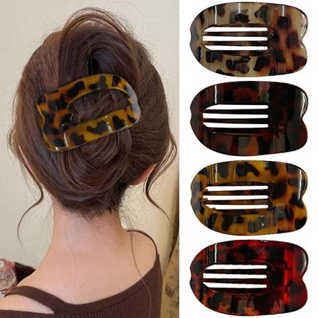 4 stk flate hårspenner for kvinner, buet design hårspenner for å ligge ned, bilkjøring - sterke hårspenner for tynt, tykt hår, hårtilbehør