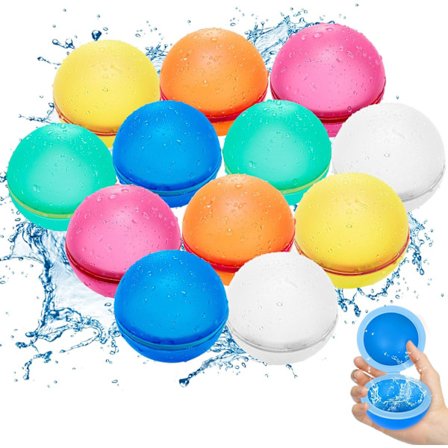 12 stk. genanvendelige vandballoner, vandballoner med selvforsegling, magnetiske vandballoner til børn og voksne