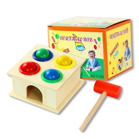 Pedagogiske leker for barn, hammer og 4-ballers trespillsett, trehammerballer bankespill