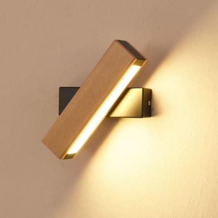 6W LED-seinävalaisin, kääntyvä, monikäyttöinen, sisäkäyttöön, sängyn vierelle, kuviollinen, alumiini ja puu, puunvärinen, koristeellinen seinävalaisin