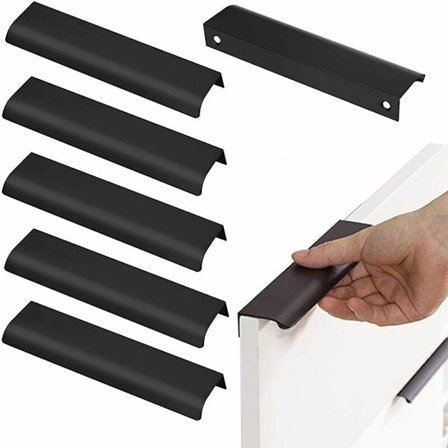 Möbelhandtag 128mm Dolda Matt Svart Aluminiumprofilhandtag