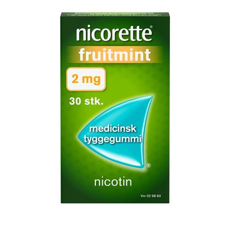 Nicorette Fruitmint 2 mg medicinsk tyggegummi 30 stk., Medicin & Pleje, Rygestop, Nikotintyggegummi