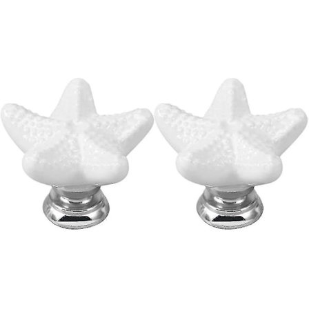 2 stycken keramiska sjöstjärne-draghandtag Kreativa draghandtag Handtag för skåpsdörrar med skruvar Heminredning (vit)