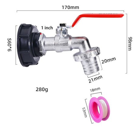 1/2'' 3/4'' IBC Tank Dräneringskran Adapter Anslutning S60X6 Till Garden Kran Byte
