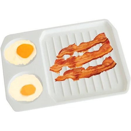 Mikrobølgeovn Bacon og Egg Cooker Bacon Stekebrett Bacon Stekeutstyr Mikrobølgeovn Stekefat