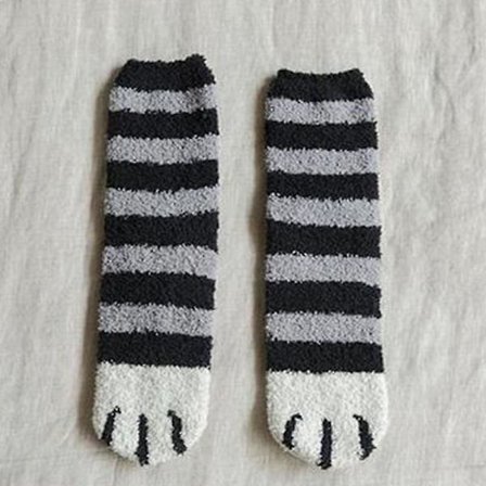 Mote Kvinners Kattepote Stripete Sokker Tykke Korallfleece Jenter Sove Sokker Gulvsokker