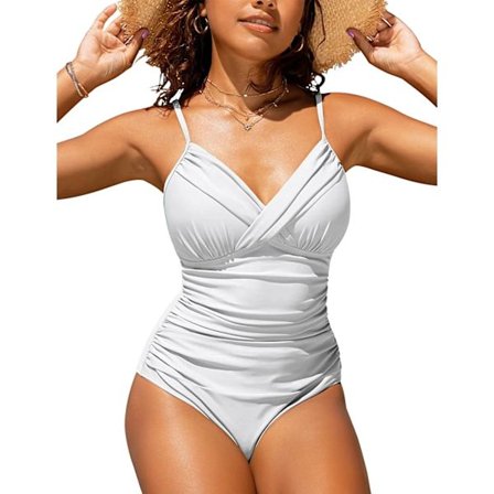 2025 Amazon Bästsäljare Baddräkt Sexig Enfärgad Korsad Åtsittande Baddräkt i Ett Stycke Modeexport Baddräkt vit vit