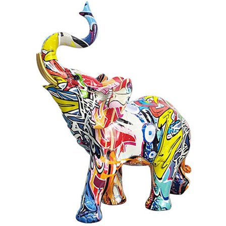 Nordisk Maleri Graffiti Elefant Skulptur Figur Kunst Farverige Elefant Statue Resin Dyr Statue Dekoration