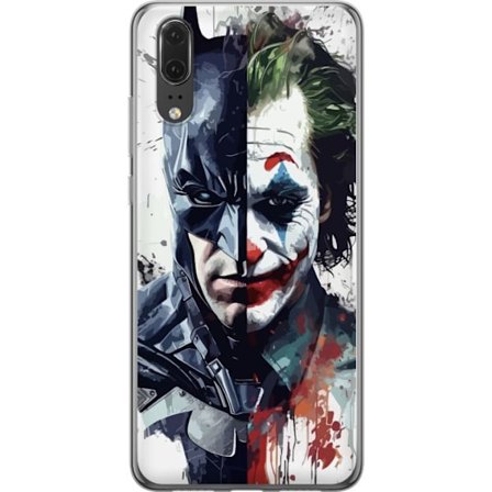 Yhteensopiva Puhelinkuori Huawei Huawei P20 Jakettu muotokuva Batmanista ja Jokerista dramaattisessa kuvituksessa, kuvankaunis supersankariteema tumma