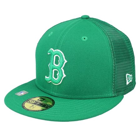 New Era - MLB Green fitted Czapka Z Daszkiem - Boston Red Sox MLB St Pats 59FIFTY Green Mesh Fitted @ Hatstore