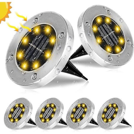 [6 st] Solbelysning för mark, 8 LED-lampor Solbelysning för utomhus Solbelysning för trädgård Varmvit Sollampor IP65 Vattentät Markbelysning Ljus 