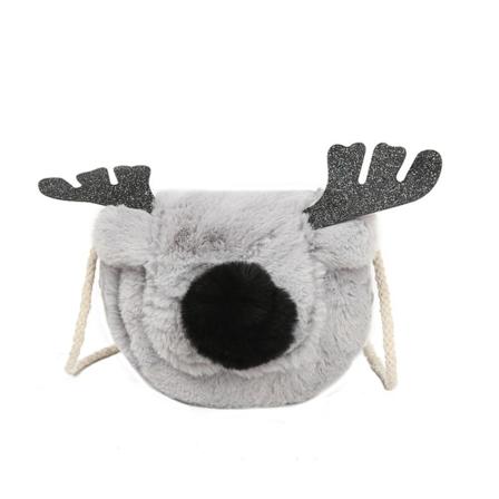 3D sød plysdyr skuldertaske til kvinder og piger, bamse crossbody taske, meget blød, behagelig, sød (grå)