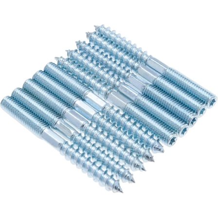 M8x100mm Torx Hängbultar, Dubbel Änd Tappskruv, Zinkpläterad Huvudlös Fästelement Med Sexkantsdel Och T25 Torx, Metrisk Bult Och Träskruvar (10-pack)