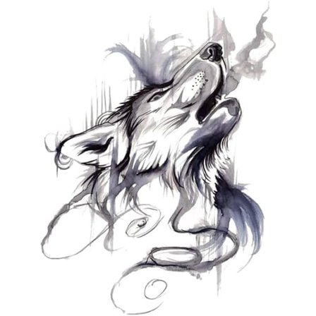 Blekk Ulv Bilsticker, Blekkmaleri Bilsticker Ulvehode Motorsykkel Bilsticker Bildekal for Vinduer, Gitarvesker, Biler