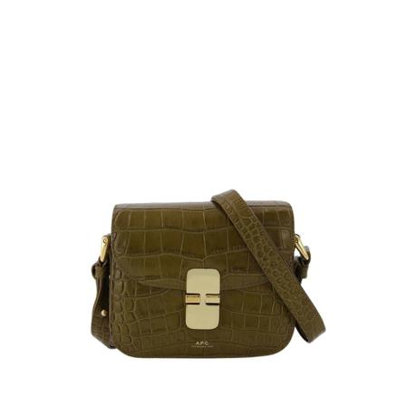 A.p.c., Grace Mini Bag in Khaki Leather Groen, Dames, Maat:ONE Size