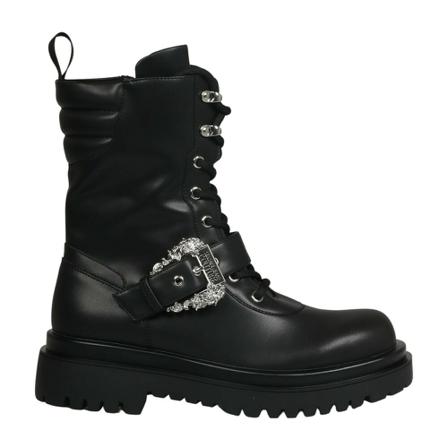 Versace Jeans Couture, Drew Baroque Buckle Ankle Boots Czarny, Kobieta, Rozmiar: 36 EU