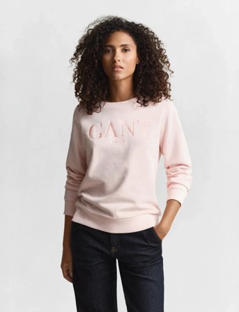 GANT Tonal Graphic C-Neck Sweat - Pink - S