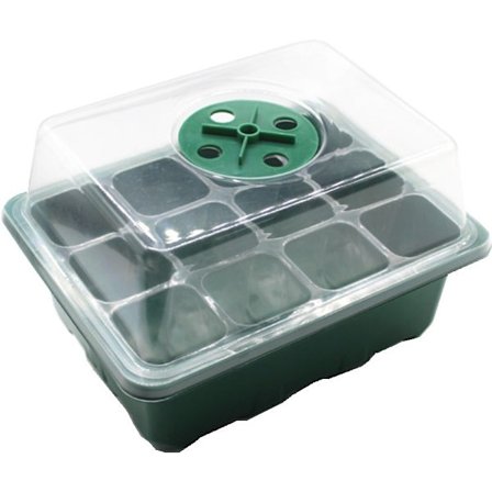 Spiresett med 12 kopper, for frøplanter, 16*16*11,5 cm, grønn