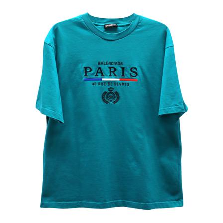 Balenciaga Vintage Pre-owned Paris Flag Logo T-shirt in Emerald Cotton Grøn, Herre Vintage Overdele