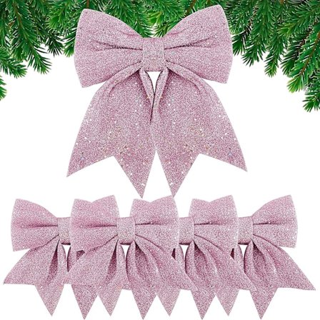 5 st Julband Rosett 24cm Stor Storlek Julrosetter Band Flugor Ornament Juldekoration För Julgranar Presentinslagning Jul Träd