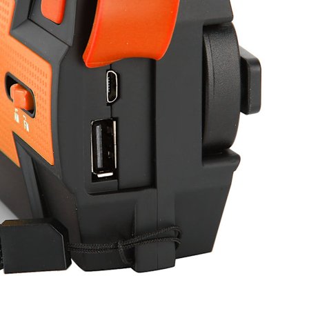 MD?090P Solcellsdriven Handvevsficklampa Radio Väckarklocka USB-laddning FM/AM/NOAA Band Orange EU-version