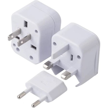 QD-Rejseadapter - EU til alle stikkontakter - Universal International Strømadapter - 3-i-1 Kontakter - 220V (Hvid)