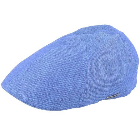 Stetson - Ble flatcap Czapka Z Daszkiem - Texas Linen Herringbone Blue Flatcap @ Hatstore