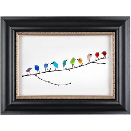 Havglass Regnbue Fugl, Havglass Kunst, Havglass og Drivved Bilde, Regnbue Fugl Veggdekor - Perfekt