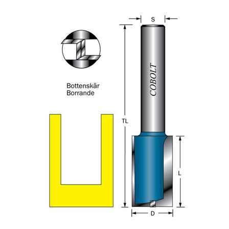 Cobolt 303-108 Notfræser D=8, L=30, TL=80, Maskintilbehør & forbrugsvarer