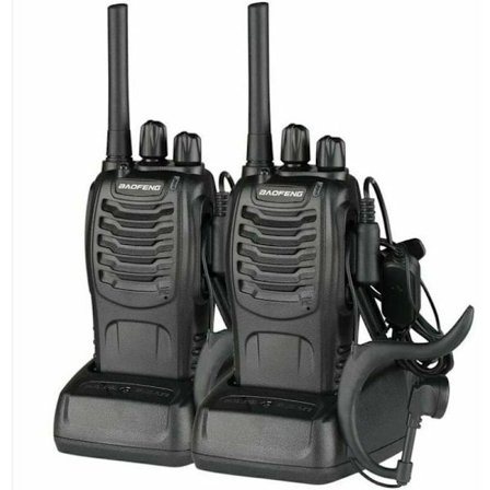 2-pak lang standby walkie-talkie 5W svart 4,5"