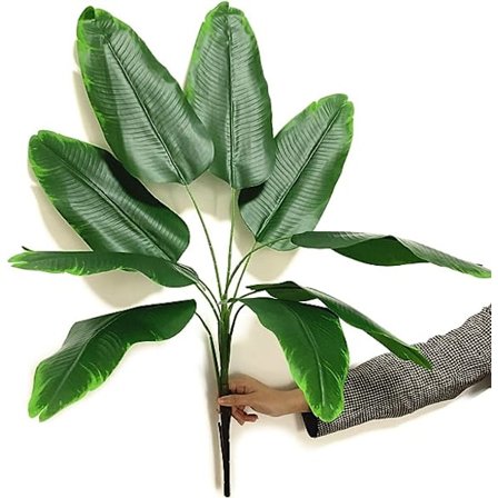 Konstgjorda Tropiska Växter, LOVENIMEN Falska Gröna Bananträd Faux Palmväxt Stora Blad Inomhus Utomhus Hem Trädgård Kontor Veranda Bröllop