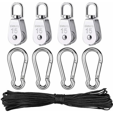 Rustfrit ståltrisse, enkelt løftetrisse med reb til reb Camping Vandring