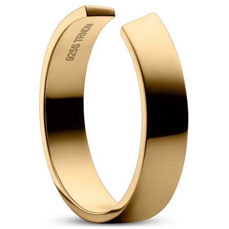 Anillo de plata de ley ajustable chapado en oro de 14 quilates pulido de 5 mm para hombres - Anillos de acero