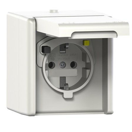Norwesco 697004 Stikkontakt 1-veis, 230 V, 16 A, jordfeilbryter Utenpåliggende, Strømbrytere & vegguttak