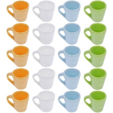 20 stk Miniatyr Tekopper Harts Mini Fargerike Kopper Mini Dukkehust Kopper Rekvisita 1.6X1.2CM 1.6X1.2CM