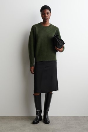 COS Women's Rounded Double-Faced Wool Jumper in Green