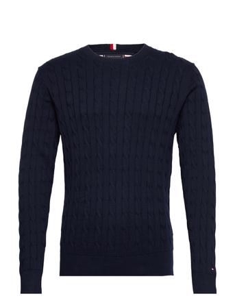 Classic Cotton Cable Crew Neck Blue Tommy Hilfiger