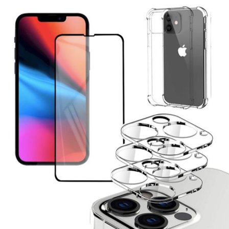 Iphone 13 PRO [5-PACK] Linsebeskyttelse, Herdet glass, Silikonskall