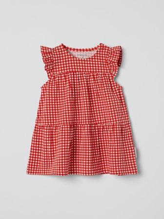 Kjole med volangerm rutet - 56 - barneklær - red - Polarn O. Pyret