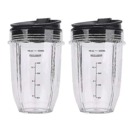 2 stk. 18oz udskiftningsbægre til Ninja Blender med låg til Ninja Auto Iq Bl480 Bl642 Bl450 Bl682 Bl480