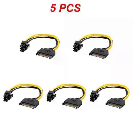 2023 NY 15-pin SATA-strøm til 6-pin PCI Express-adapterkabel Strømforsyningskabel 20 cm Engros GPU-kort Strømadapterkabel