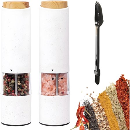 Elektrisk salt- og peberkværnsæt, justerbar grovhed automatisk salt- og peberkværnsæt med LED-lys